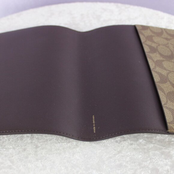 Coach Signature Canvas Planner / Notebook Cover Brown Leather Trim NWOT - Picture 3 of 5